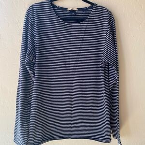 SCOTCH&SODA Men Navy and White Striped Long Sleeve Shirt Size L